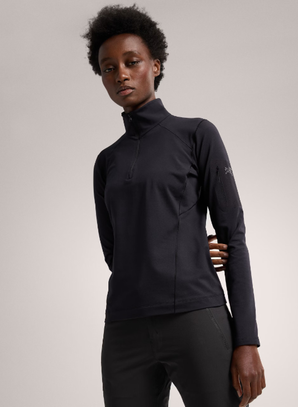 ARC'TERYX Women's Rho LT Zip Neck Sweatshirt XXL Black Long Sleeve NWT